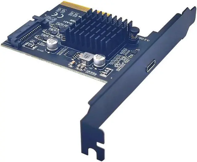 Alt view image 2 of 6 - USB 3.2 GEN2*2 20Gbps PCIE Card PCI Express 3.0 X4 to TYPE C Expansion Adapter PCI-E USB C Riser SATA Power 1 Port TYPE-C for PC