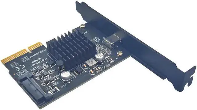 Alt view image 6 of 6 - USB 3.2 GEN2*2 20Gbps PCIE Card PCI Express 3.0 X4 to TYPE C Expansion Adapter PCI-E USB C Riser SATA Power 1 Port TYPE-C for PC