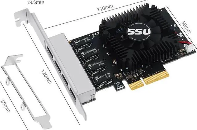 Alt view image 2 of 7 - Network Card RTL8245F Gigabit Ethernet PCI Express PCIE Network card 2.5Gbps LAN Adapter 4 Port RJ45 Network Card for Desktop PC