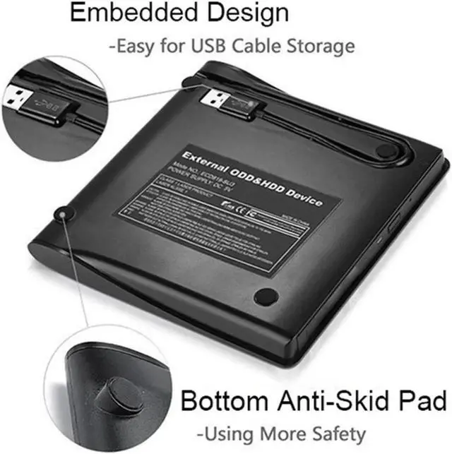 Alt view image 4 of 7 - USB 3.0 Slim External Optical Drive DVD RW CD Writer Drive Burner Reader Player Optical Drives Plug and Play For Laptop Notebook