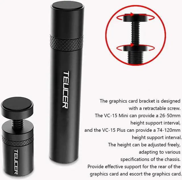 Alt view image 6 of 7 - VC-15 Graphics Card GPU Brace Support Aluminum Alloy Telescopic Rotating Video Card Holder Stand Bracket Jack Desktop PC