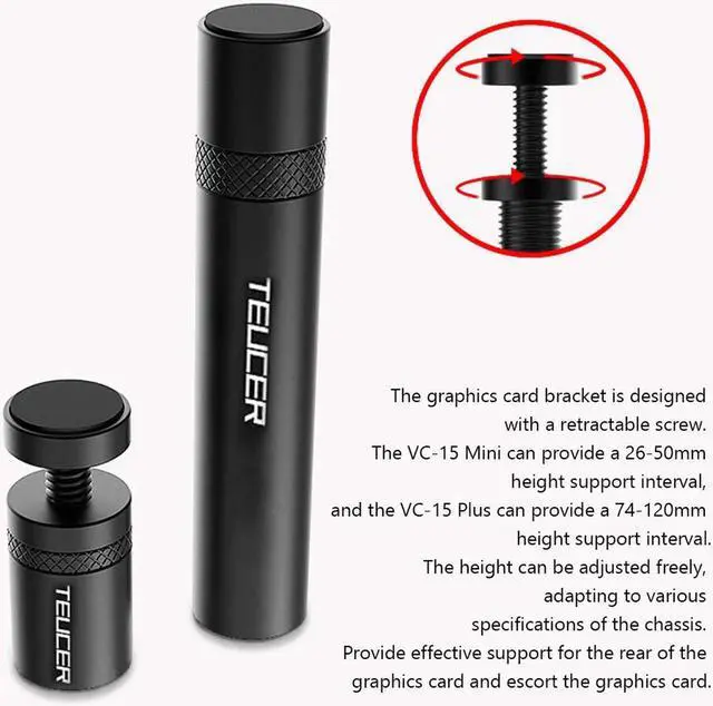 Alt view image 4 of 7 - VC-15 Graphics Card GPU Brace Support Aluminum Alloy Telescopic Rotating Video Card Holder Stand Bracket Jack Desktop PC