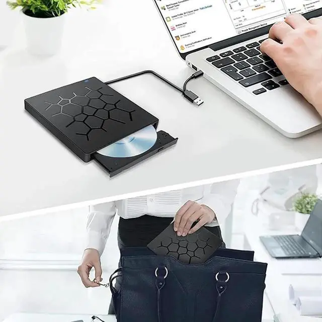 Alt view image 2 of 6 - External CD/DVD Drive USB 3.0 Type-C 6 in 1 DVD Drive PlayerOptical Drive With SD/TF & USB3.0 Slots Optical Drives For PC Laptop