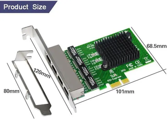 Alt view image 5 of 7 - Network Cards LAN Card Ethernet Network Adapter Ethernet Lan Adapter Network Card 4 Port RJ-45 PCI Express Free Internet