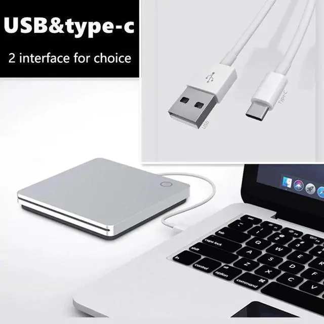 Alt view image 5 of 7 - External DVD Drive USB/Type-C Optical Drive Slim Slot-in CD Combo DVD+/-RW Burner Player USB C Superdrive for Laptop
