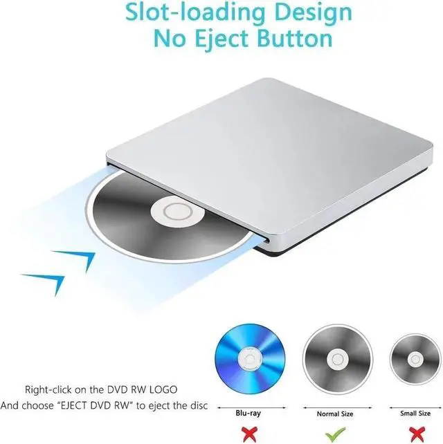 Alt view image 2 of 7 - External DVD Drive USB/Type-C Optical Drive Slim Slot-in CD Combo DVD+/-RW Burner Player USB C Superdrive for Laptop