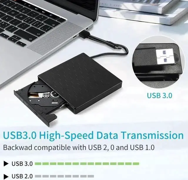 Alt view image 7 of 7 - External DVD Drive USB 3.0 Portable +/-RW Player for CD ROM Burner Compatible with Laptop Desktop PC Windows