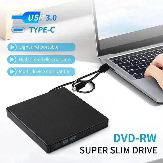 Alt view image 2 of 7 - External DVD Drive USB 3.0 Portable +/-RW Player for CD ROM Burner Compatible with Laptop Desktop PC Windows