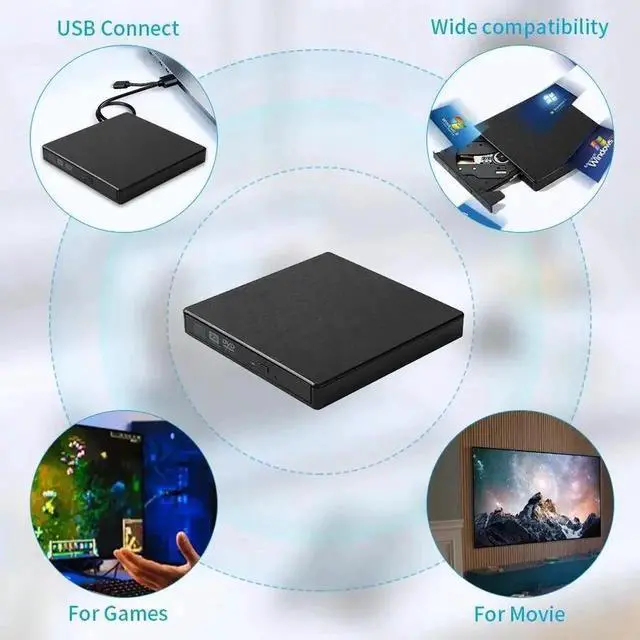 Alt view image 4 of 7 - External DVD Drive USB 3.0 Portable +/-RW Player for CD ROM Burner Compatible with Laptop Desktop PC Windows