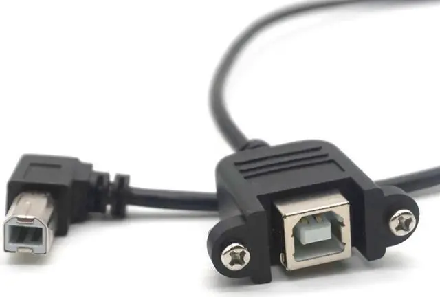 Alt view image 2 of 7 - 2PCS Right Angle USB 2.0 Type B Wire male to USB B female Printer Panel Mount Extension Sync Cable Cord 90-degree 0.5M(1.64ft)