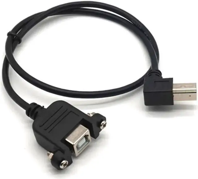Alt view image 5 of 7 - 2PCS Right Angle USB 2.0 Type B Wire male to USB B female Printer Panel Mount Extension Sync Cable Cord 90-degree 0.5M(1.64ft)