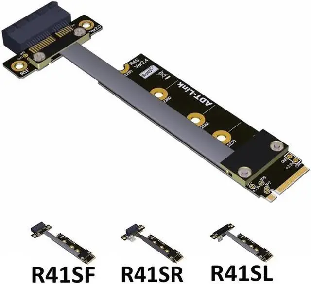 Alt view image 2 of 4 - 8G/bps PCIE x1 pci-e 1x 3.0 TO M.2 NGFF NVMe key M Riser Adapter Card Extension Ribbon Cable M2 key-M 1 Pci-express