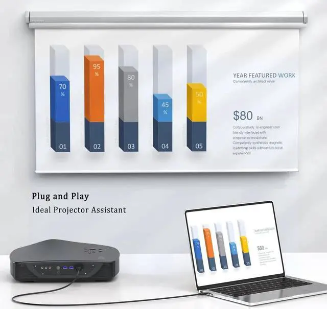Alt view image 5 of 7 - USB-C to VGA Cable 1.8M (6Ft) Thunderbolt3 Type-C to VGA Cable Adapter Male-to-Male For Projector Monitor Laptop Smartphone