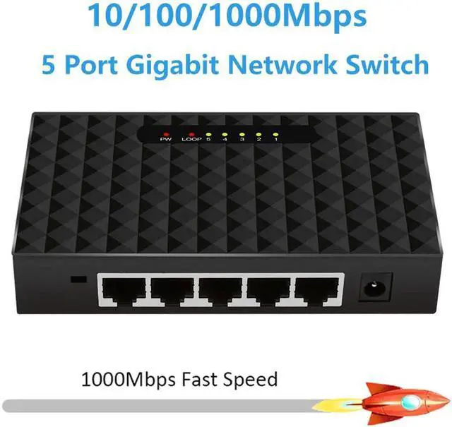 Alt view image 7 of 7 - 5 Port Gigabit Switch Ethernet Smart Switcher High Performance 1000Mbps Ethernet Network Switch RJ45 Hub Internet SplitterSwitches
