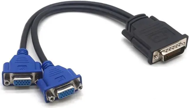 Alt view image 6 of 7 - DMS-59pin Male to Dual 15Pin VGA RGB Female Splitter Extension Cable for PC Graphics Card