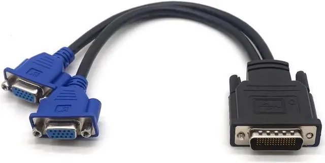 Alt view image 3 of 7 - DMS-59pin Male to Dual 15Pin VGA RGB Female Splitter Extension Cable for PC Graphics Card