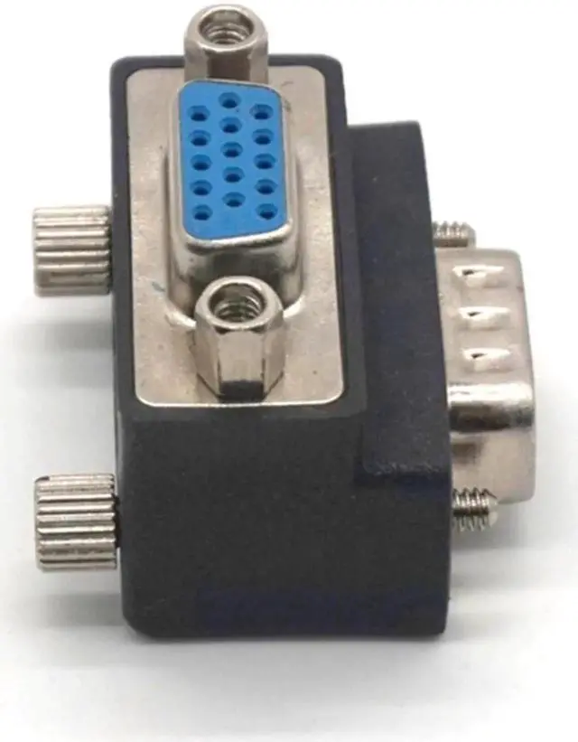Alt view image 6 of 6 - 2PCS Audio Video Cables Right Angle 90 Degree DB 9 Pin VGA SVGA Male to Female Converter Angle Adapter