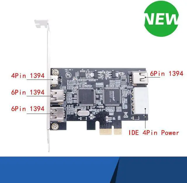 Alt view image 6 of 7 - 4 Ports 1394A Expansion Card PCI-E 1X to IEEE 1394 DV Video Adapter 1x 4Pin 3x 6Pin 1394 Controller Firewire Card for Desktop PC