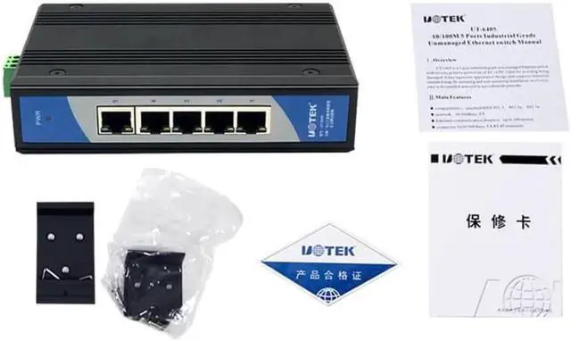 Alt view image 2 of 7 - 5 port industrial grade non-managed Ethernet switch 10/100Mbps auto negotiation full duplex half duplex Auto MDI/MDI-X UT-6405