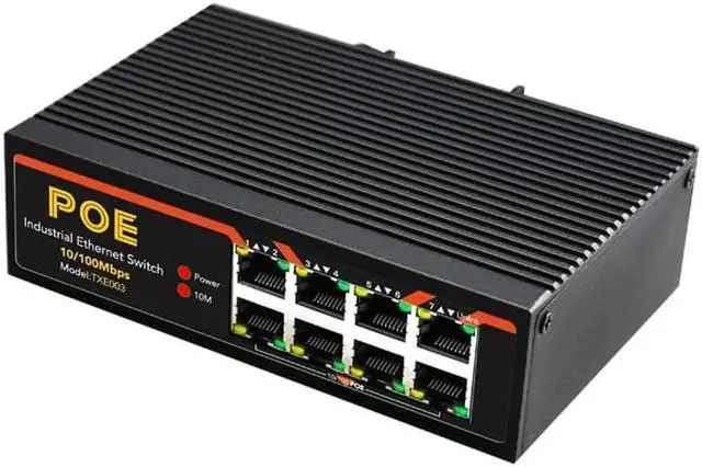 Alt view image 2 of 4 - 8 Ports Industrial Fast Ethernet Switch 10/100Mbps POE Network Switch DIN Rail Type Network RJ45 Lan adapter