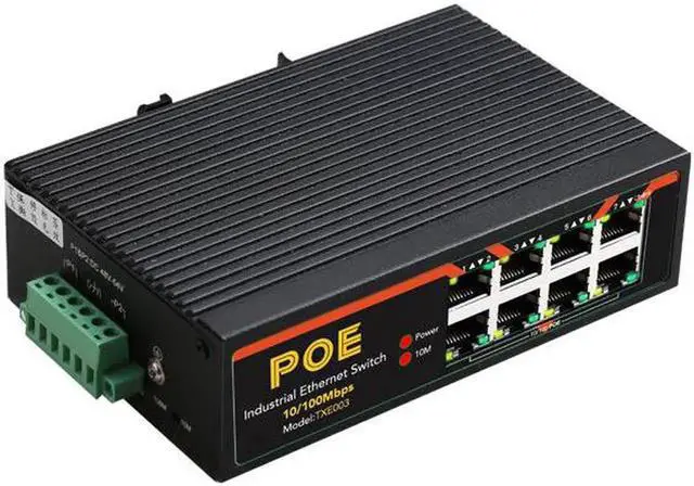 Alt view image 4 of 4 - 8 Ports Industrial Fast Ethernet Switch 10/100Mbps POE Network Switch DIN Rail Type Network RJ45 Lan adapter