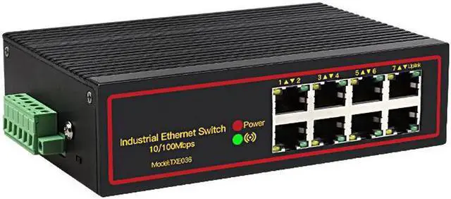 Main image of Industrial 8 port ethernet LAN switch 100M DOUBLE DC POWER high and low temperature SURGE PROTECTION TXE036