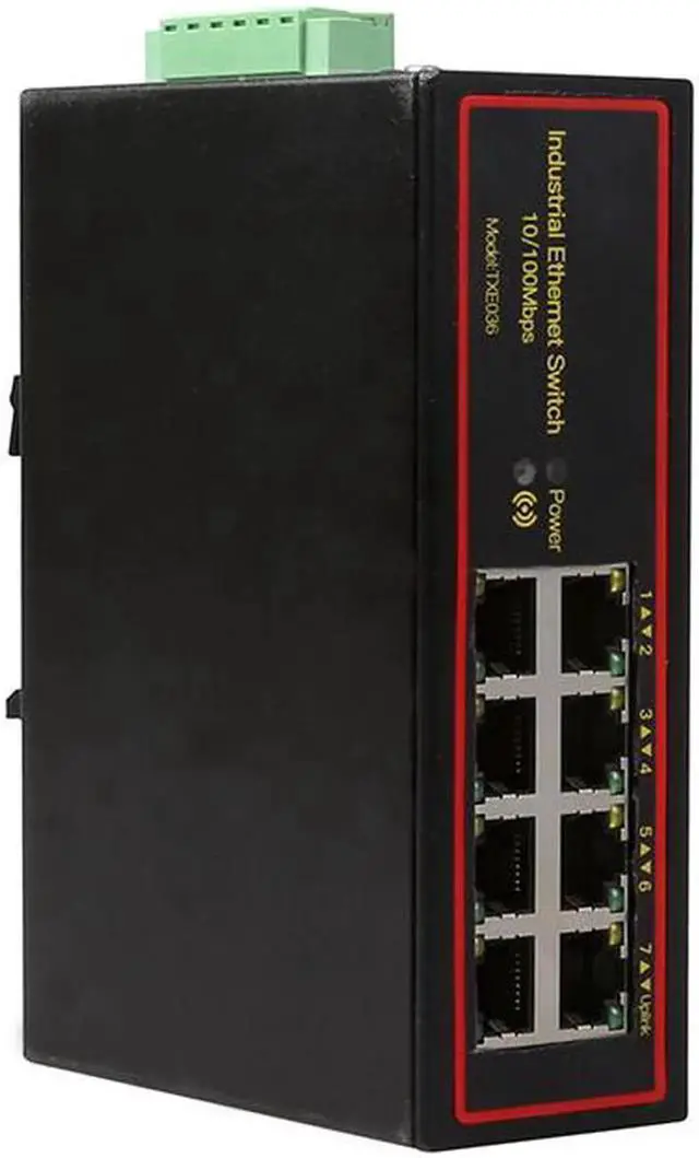 Alt view image 2 of 3 - Industrial 8 port ethernet LAN switch 100M DOUBLE DC POWER high and low temperature SURGE PROTECTION TXE036