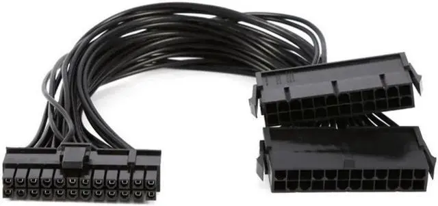 Alt view image 6 of 7 - ATX 30cm 24 Pin Dual PSU Power Supply Extension Cable Synchronous Cord For Computer Cable Connector For Mining 24Pin 20+4pin