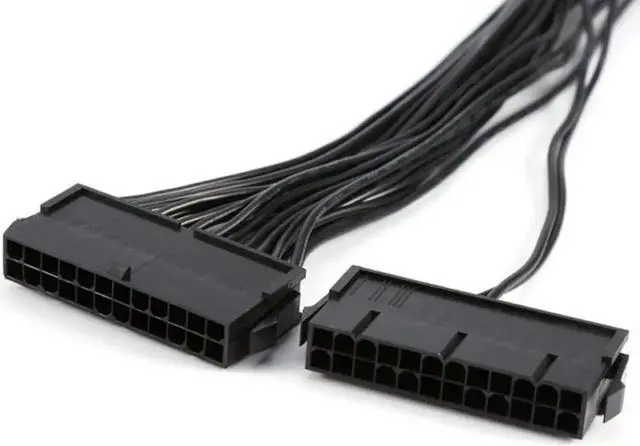 Alt view image 7 of 7 - ATX 30cm 24 Pin Dual PSU Power Supply Extension Cable Synchronous Cord For Computer Cable Connector For Mining 24Pin 20+4pin