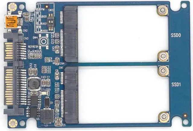 Alt view image 5 of 7 - Dual mSATA RAID to 22pin SATA Adapter 2.5 inch SATA 3.0 Enclosure USB3.0 to 2 MSATA SATA 3 RAID 0/1