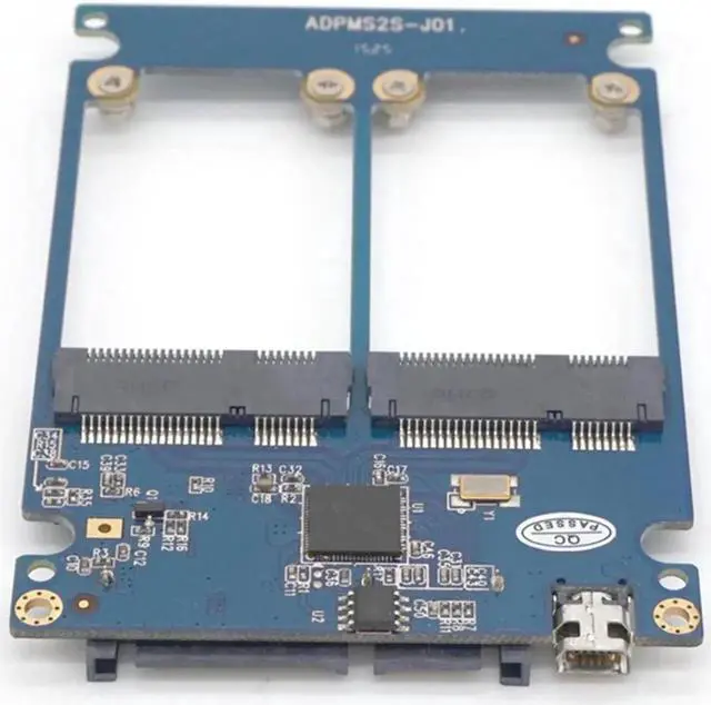 Alt view image 3 of 7 - Dual mSATA RAID to 22pin SATA Adapter 2.5 inch SATA 3.0 Enclosure USB3.0 to 2 MSATA SATA 3 RAID 0/1