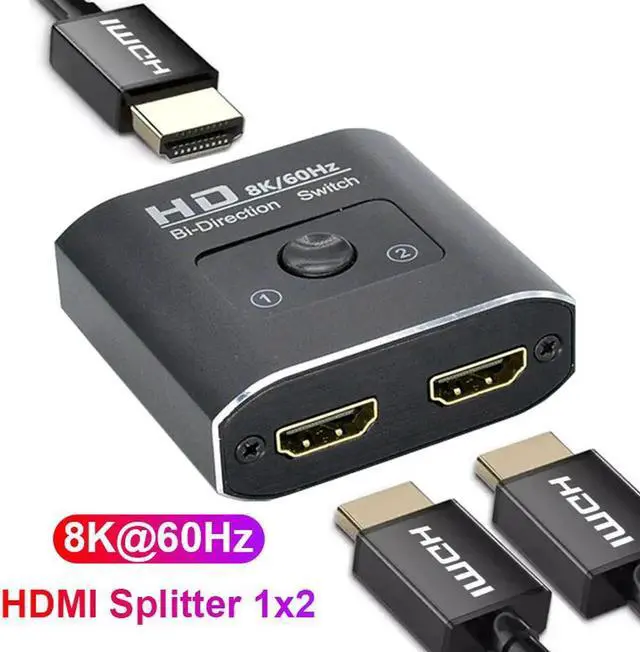 Main image of Bi-Direction Switch 8K 60Hz HDMI Splitter 1x2 HDMI Switch 1 in 2 out Video Distributor Splitter HD 1080P Dual Display for Laptop