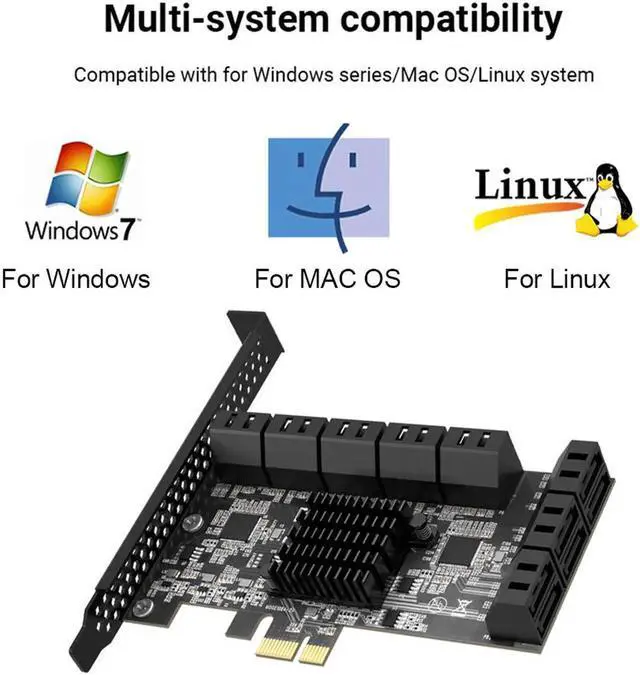 Alt view image 2 of 7 - PCIE SATA Expansion Card PCIE 1X to 16-Port SATA3.0 6Gbps SATA III Multi-Port Hard Disk Adapter Riser Card for PC Computer