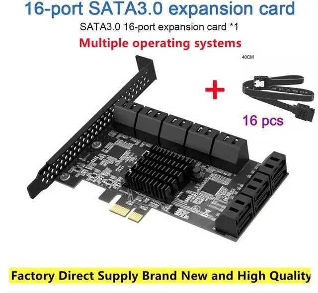 Main image of PCIE SATA Expansion Card PCIE 1X to 16-Port SATA3.0 6Gbps SATA III Multi-Port Hard Disk Adapter Riser Card for PC Computer