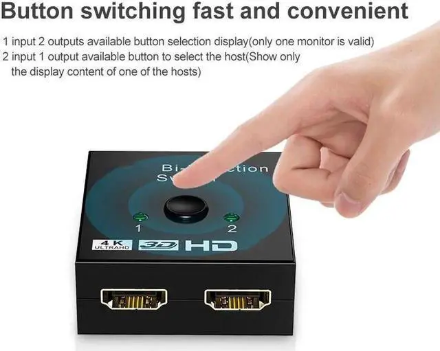 Alt view image 5 of 7 - 4K 2 Ports Bi-directional HDMI Switch 2 In 1 Out 3D HDR HDCP Splitter Switcher Supports Ultra For PS4 Xbox HDTV Switcher Adapter