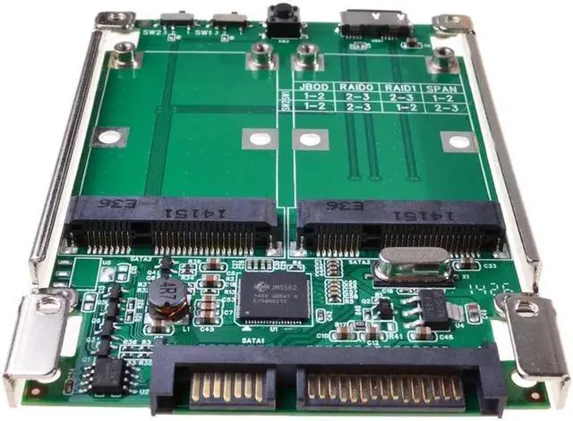 Alt view image 3 of 5 - 2.5" SATA III to dual mini SATA USB 3.0 to 2 mSATA SSD Raid controller card Converter with cable