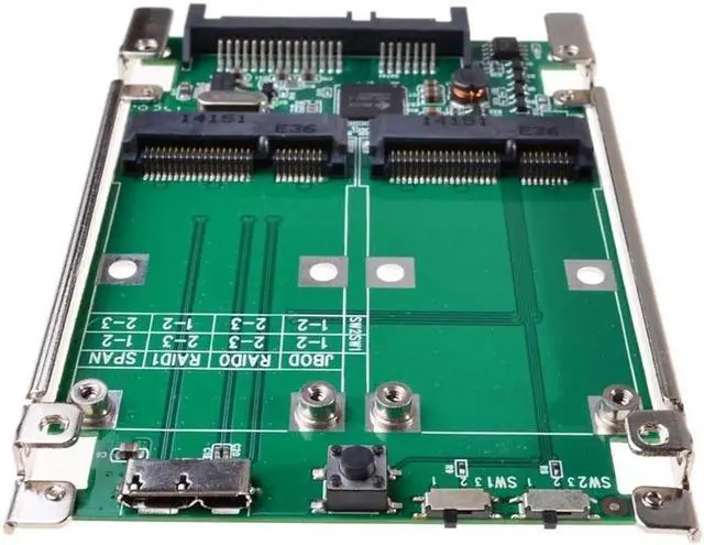 Alt view image 5 of 5 - 2.5" SATA III to dual mini SATA USB 3.0 to 2 mSATA SSD Raid controller card Converter with cable
