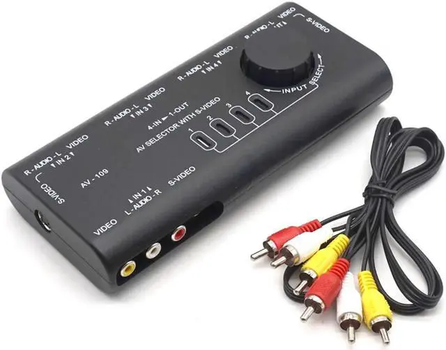 Alt view image 7 of 7 - AV Audio Video Signal Switcher 4 Input 1 Output Switch Video System