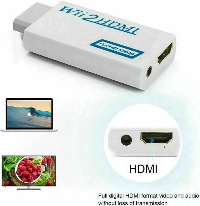 Alt view image 5 of 7 - 1080P Wii To HDMI-compatible Converter Wii2HDMI Converter Audio Output Adapter Full HD 3.5mm Audio For PC TV Monitor Display