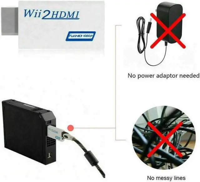 Alt view image 6 of 7 - 1080P Wii To HDMI-compatible Converter Wii2HDMI Converter Audio Output Adapter Full HD 3.5mm Audio For PC TV Monitor Display