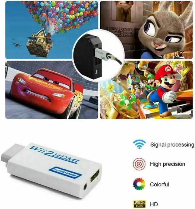 Alt view image 7 of 7 - 1080P Wii To HDMI-compatible Converter Wii2HDMI Converter Audio Output Adapter Full HD 3.5mm Audio For PC TV Monitor Display