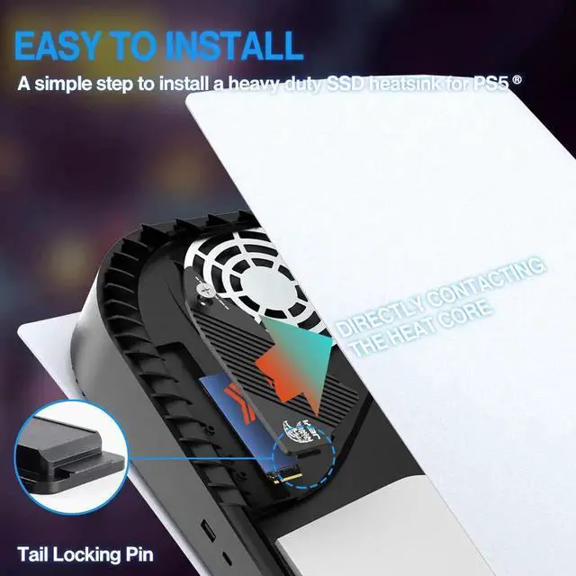 Alt view image 7 of 7 - For PS5 SSD Heatsink, Solid State Drive M.2 NVMe Heat Sink for Playstation 5 with Silicone Thermal Pad