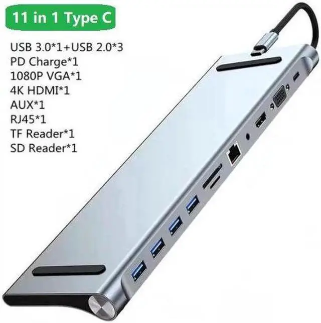 Alt view image 6 of 7 - Type C Laptop Docking Station USB C Dock HDMI-compatible VGA USB Hub Adapter