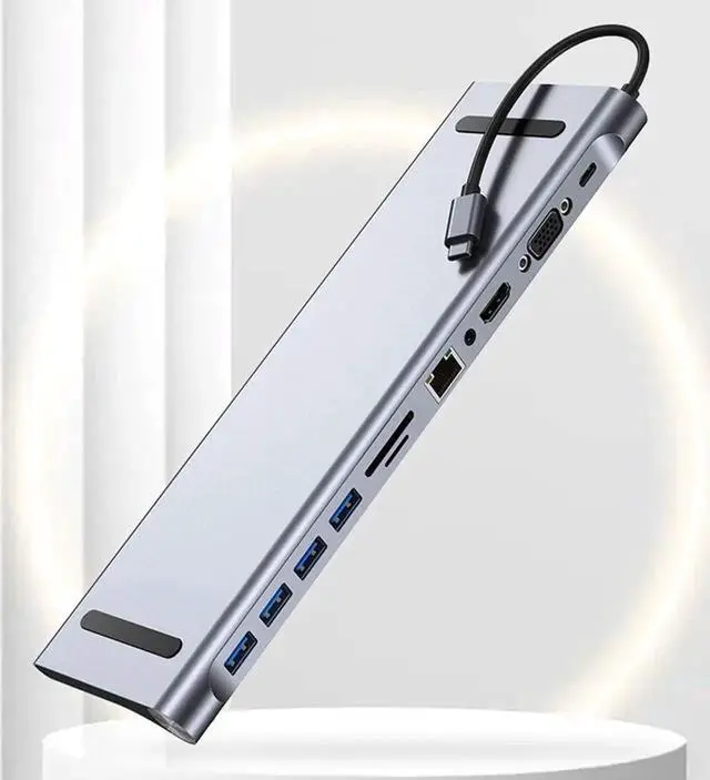 Alt view image 7 of 7 - Type C Laptop Docking Station USB C Dock HDMI-compatible VGA USB Hub Adapter