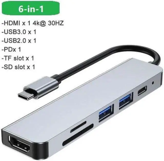 Main image of Type C Laptop Docking Station USB C Dock HDMI-compatible VGA USB Hub Adapter 6 Ports