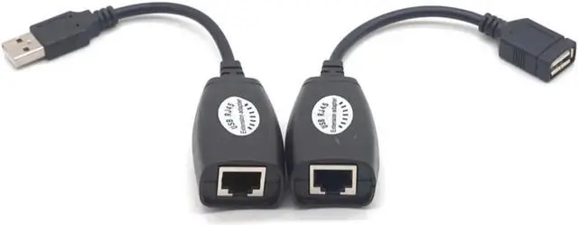 Alt view image 4 of 7 - USB 2.0 Male To Female Cat6 Cat5 Cat5e 6 Rj45 LAN Ethernet Network Extender Extension Repeater Adapter Converter Cable