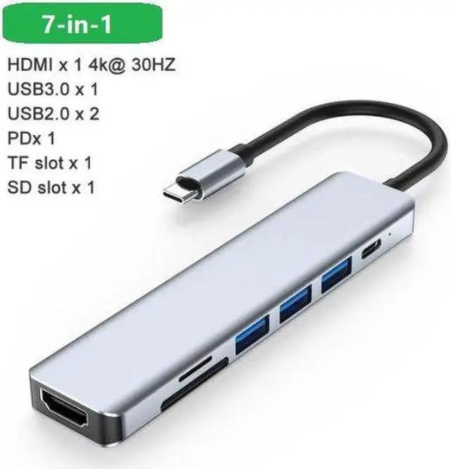Main image of Type C Laptop Docking Station USB C Dock HDMI-compatible VGA USB Hub Adapter 7 Ports