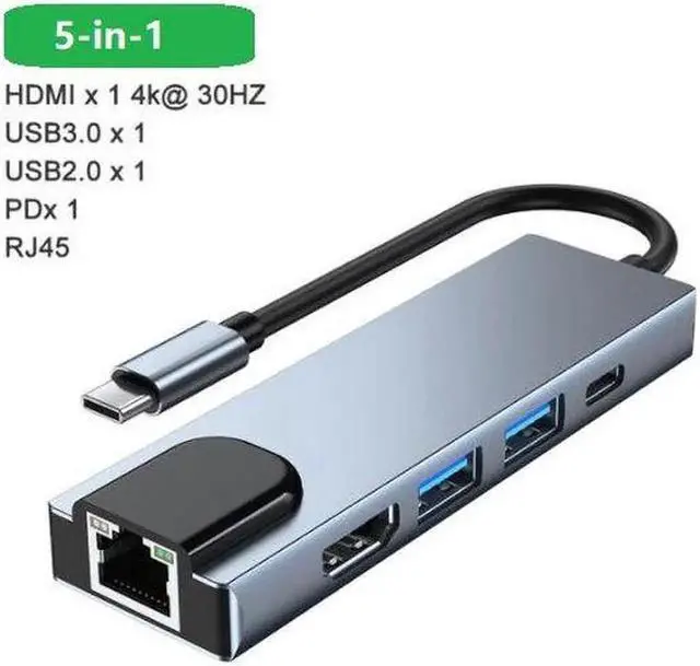 Main image of Type C Laptop Docking Station USB C Dock HDMI-compatible VGA USB Hub Adapter 5 Ports