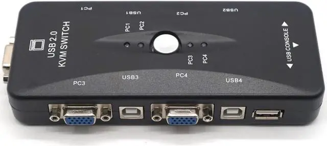 Alt view image 2 of 7 - 4 Ports USB2.0 KVM Switch Selector VGA Print Auto Switch Monitor Box VGA Splitter KVM Switch