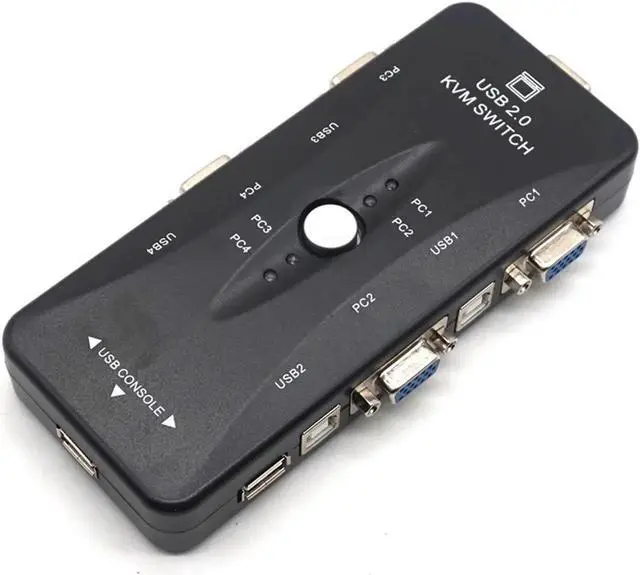 Alt view image 7 of 7 - 4 Ports USB2.0 KVM Switch Selector VGA Print Auto Switch Monitor Box VGA Splitter KVM Switch